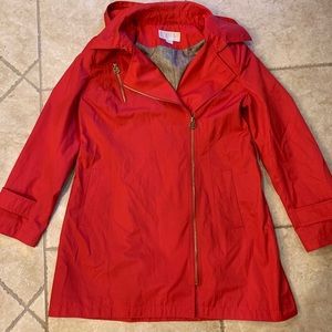 Red Michael Kors Zip Front Trench Coat